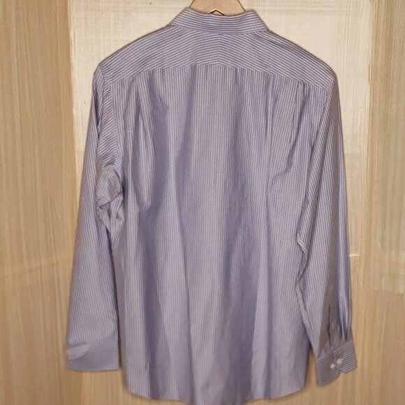 Hart Schaffner & Marx Mens Grey White Stripe Long Sleeve Button Down Large - Picture 2 of 6